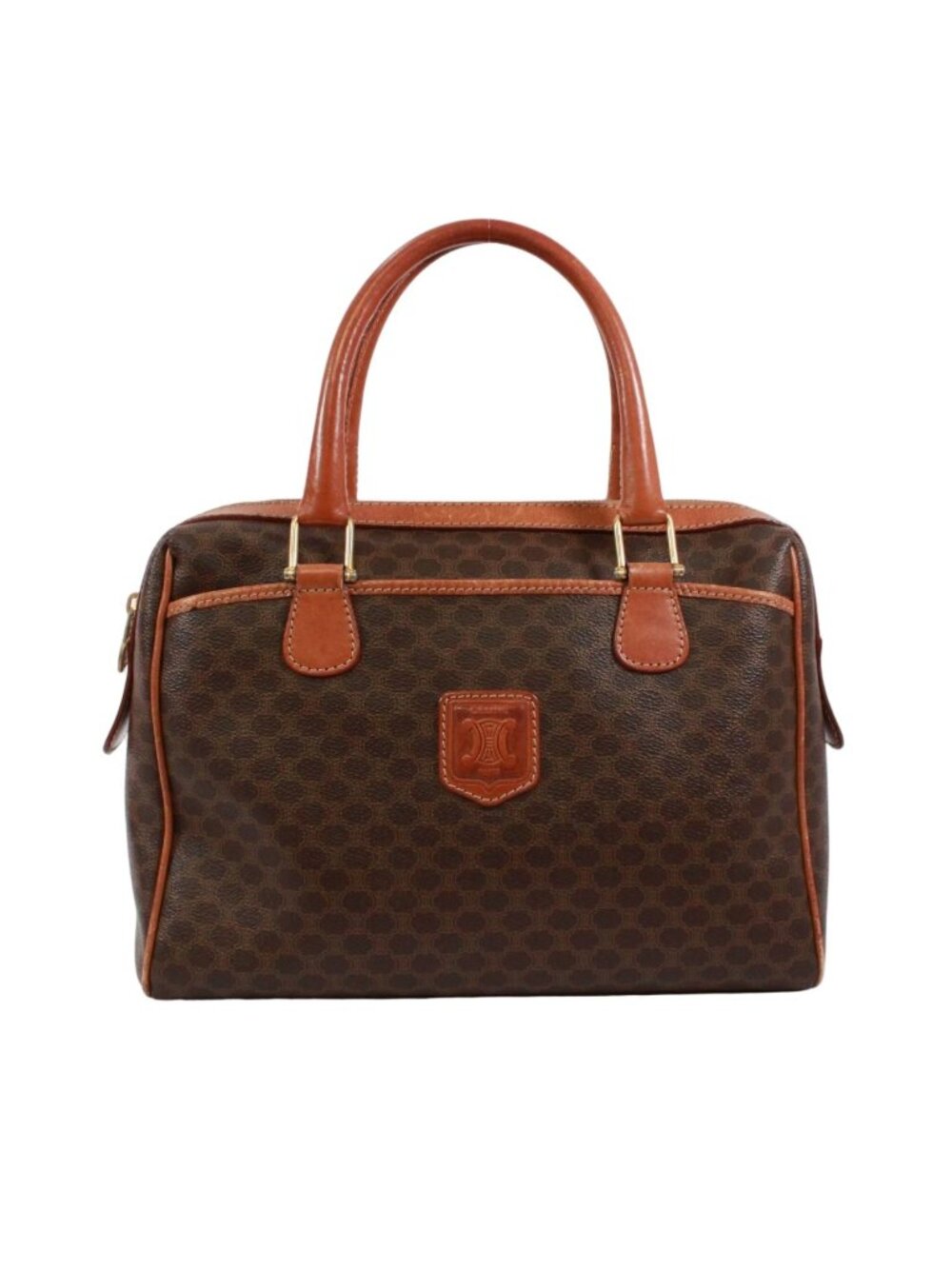Celine Macadam Leather Brown Handbag Gold - Picture 1 of 15